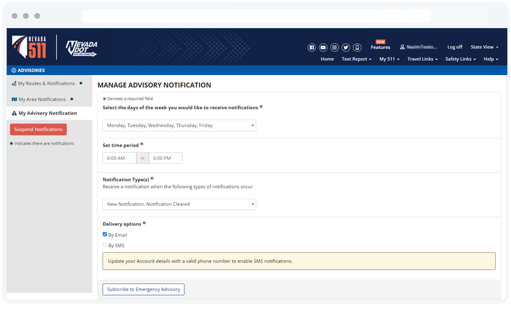 Creating Advisory Notification
